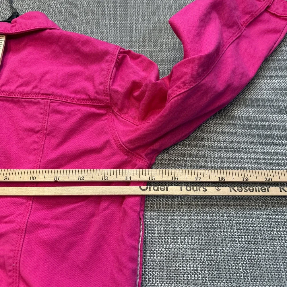 Gymboree Pink Denim Jean Jacket Size M 7-8‎ Puff Sleeve Cute